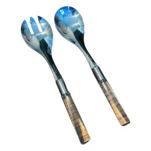 Vintage Frontier Forge‎ Lucite Salad Serving Set Stainless Silver Handles MCM